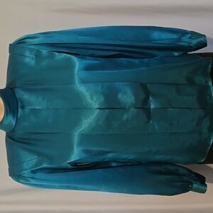 Vintage Petite Sophisticate High Neck Satin Style Blouse.